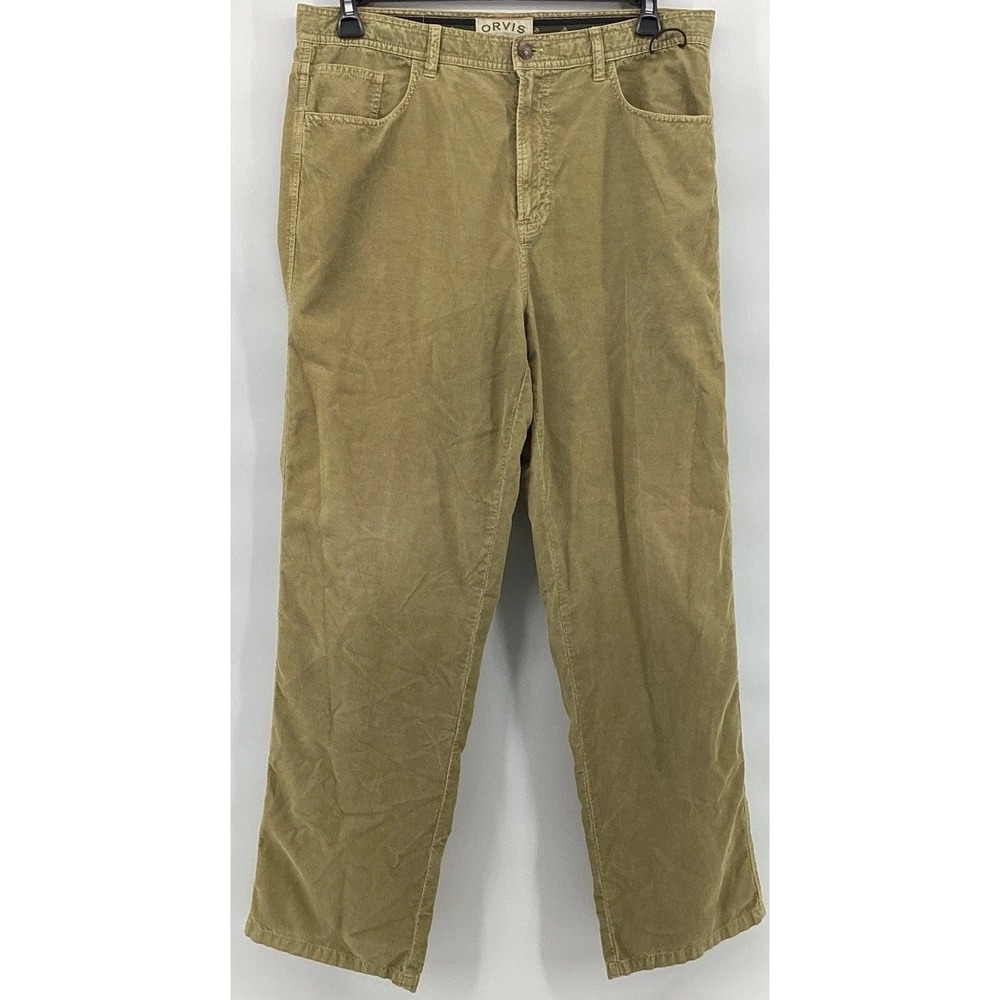 Orvis Mens Tan Corduroy Pants Cotton Trousers Size 34